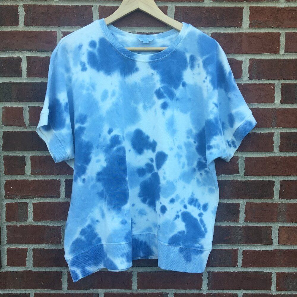 Tie Dye Sweatshirt Womens XXL/20 Blue White Short Sleeve Time and Tru
